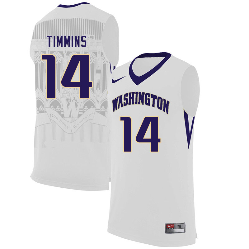 Men #14 Sam Timmins Washington Huskies College Basketball Jerseys Sale-White